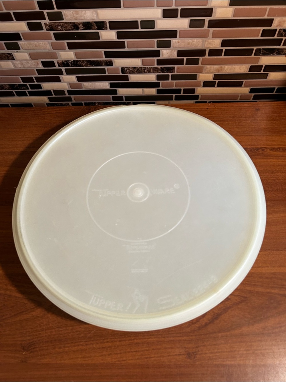 Vintage Tupperware 12” Round Storage Container with Lid - Translucent White